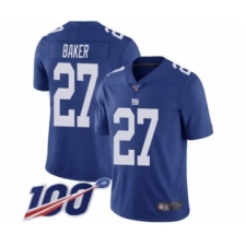 Men's New York Giants #27 Deandre Baker Royal Blue Team Color Vapor Untouchable Limited Player 100th Season Football Jersey