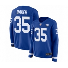 Women's New York Giants #35 Deandre Baker Limited Royal Blue Therma Long Sleeve Football Jersey