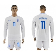 England #11 Lallana Home Long Sleeves Soccer Country Jersey