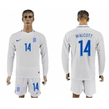 England #14 Walcott Home Long Sleeves Soccer Country Jersey