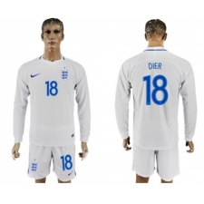 England #18 Dier Home Long Sleeves Soccer Country Jersey