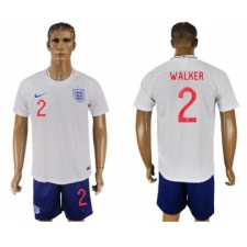 England #2 Walker Home Soccer Country Jersey