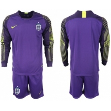 England Blank Purple Goalkeeper Long Sleeves Soccer Country Jersey