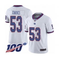 Men's New York Giants #53 Oshane Ximines Limited White Rush Vapor Untouchable 100th Season Football Jersey
