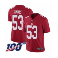 Men's New York Giants #53 Oshane Ximines Red Limited Red Inverted Legend 100th Season Football Jersey