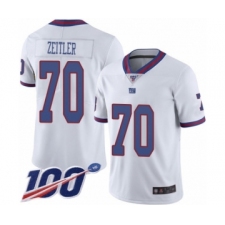 Men's New York Giants #70 Kevin Zeitler Limited White Rush Vapor Untouchable 100th Season Football Jersey
