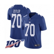 Men's New York Giants #70 Kevin Zeitler Royal Blue Team Color Vapor Untouchable Limited Player 100th Season Football Jersey