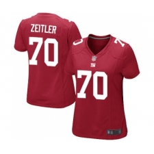 Women's New York Giants #70 Kevin Zeitler Game Red Alternate Football Jersey