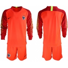 France Blank Red Goalkeeper Long Sleeves Soccer Country Jersey