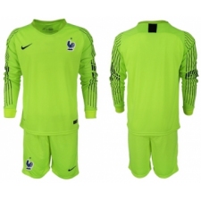 France Blank Shiny Green Goalkeeper Long Sleeves Soccer Country Jersey