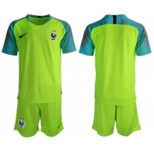 France Blank Shiny Green Goalkeeper Soccer Country Jersey