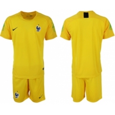 France Blank Yellow Goalkeeper Soccer Country Jersey