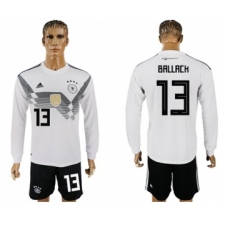 Germany #13 Ballack White Home Long Sleeves Soccer Country Jersey