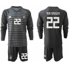 Germany #22 Ter Stegen Black Goalkeeper Long Sleeves Soccer Country Jersey