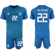 Germany #22 Ter Stegen Blue Goalkeeper Soccer Country Jersey