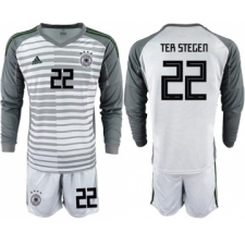 Germany #22 Ter Stegen Grey Goalkeeper Long Sleeves Soccer Country Jersey