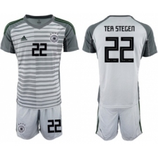Germany #22 Ter Stegen Grey Goalkeeper Soccer Country Jersey