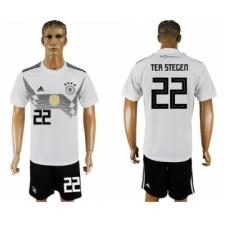 Germany #22 Ter Stegen White Home Soccer Country Jersey
