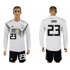 Germany #23 Sane White Home Long Sleeves Soccer Country Jersey