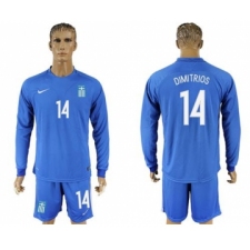 Greece #14 Dimitrios Away Long Sleeves Soccer Country Jersey