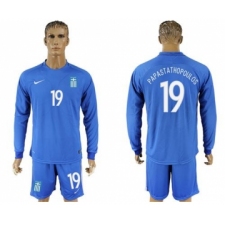 Greece #19 Papastathopoulos Away Long Sleeves Soccer Country Jersey