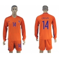 Holland #14 Cruijff Home Long Sleeves Soccer Country Jersey