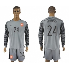 Holland #24 Vermeer Grey Goalkeeper Long Sleeves Soccer Country Jersey