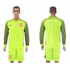 Holland Blank Green Long Sleeves Goalkeeper Soccer Country Jersey