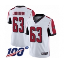 Men's Atlanta Falcons #63 Chris Lindstrom White Vapor Untouchable Limited Player 100th Season Football Jersey