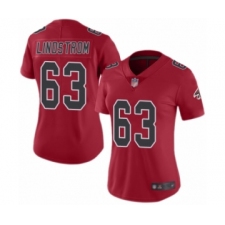 Women's Atlanta Falcons #63 Chris Lindstrom Limited Red Rush Vapor Untouchable Football Jersey