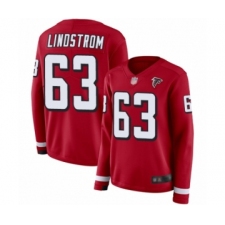Women's Atlanta Falcons #63 Chris Lindstrom Limited Red Therma Long Sleeve Football Jersey