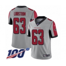 Youth Atlanta Falcons #63 Chris Lindstrom Limited Silver Inverted Legend 100th Season Football Jersey