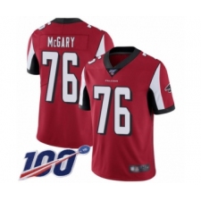 Men's Atlanta Falcons #76 Kaleb McGary Red Team Color Vapor Untouchable Limited Player 100th Season Football Jersey