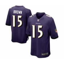 Men's Baltimore Ravens #15 Marquise Brown Game Purple Team Color Football Jersey