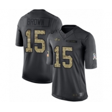 Men's Baltimore Ravens #15 Marquise Brown Limited Black 2016 Salute to Service Football Jersey