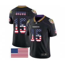 Men's Baltimore Ravens #15 Marquise Brown Limited Black Rush USA Flag Football Jersey