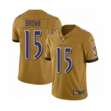 Men's Baltimore Ravens #15 Marquise Brown Limited Gold Inverted Legend Football Jersey