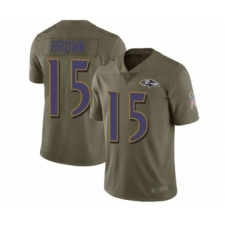 Men's Baltimore Ravens #15 Marquise Brown Limited Olive 2017 Salute to Service Football Jersey