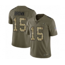 Men's Baltimore Ravens #15 Marquise Brown Limited Olive Camo Salute to Service Football Jersey