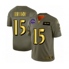 Men's Baltimore Ravens #15 Marquise Brown Olive Gold 2019 Salute to Service Limited Player Football Jersey