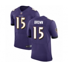 Men's Baltimore Ravens #15 Marquise Brown Purple Team Color Vapor Untouchable Elite Player Football Jersey
