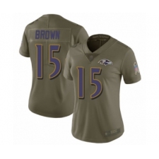 Women's Baltimore Ravens #15 Marquise Brown Limited Olive 2017 Salute to Service Football Jersey