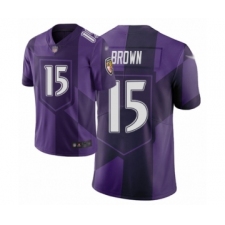 Youth Baltimore Ravens #15 Marquise Brown Limited Purple City Edition Football Jersey