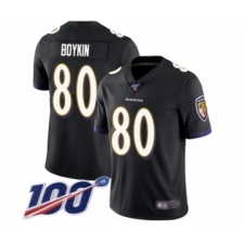 Men's Baltimore Ravens #80 Miles Boykin Black Alternate Vapor Untouchable Limited Player 100th Season Football Jersey
