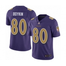 Youth Baltimore Ravens #80 Miles Boykin Limited Purple Rush Vapor Untouchable Football Jersey