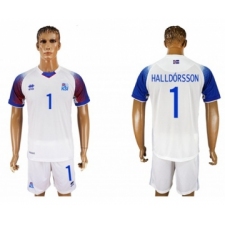 Iceland #1 Halldorsson Away Soccer Country Jersey