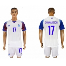 Iceland #17 Gunnarsson Away Soccer Country Jersey