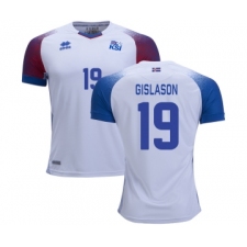 Iceland #19 GISLASON Away Soccer Country Jersey