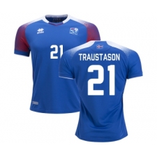 Iceland #21 TRAUSTASON Home Soccer Country Jersey