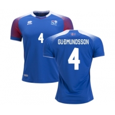 Iceland #4 GUDMUNDSSON Home Soccer Country Jersey
